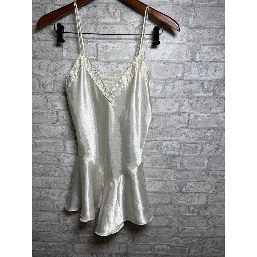 Vintage 80s Ivory Satin Slip Nightgown Size S Womens  Romantic   Lingerie Bridal